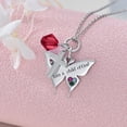 thumbnail image 2 of 925 Sterling Silver Cross Butterfly Necklace Baptism Communion Birthday Conformation Gifts for Daughter Granddaughter Niece-Ruby Red Birthstone, 2 of 5