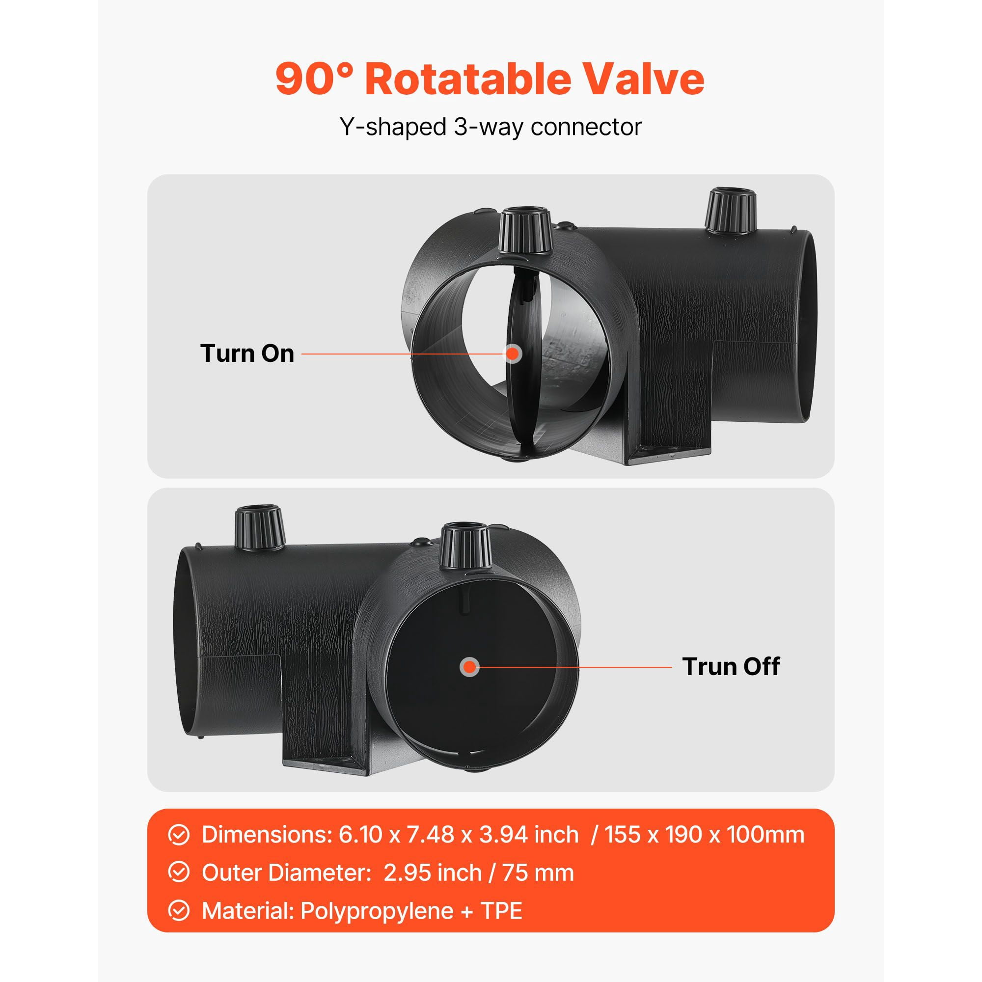 Complete Ducting Set with Y-Branch Connector, Hose Clips Air Pipes Flow Adapters Clamps, Full Ventilation Kit for Dryer Bathroom Fan Vent System