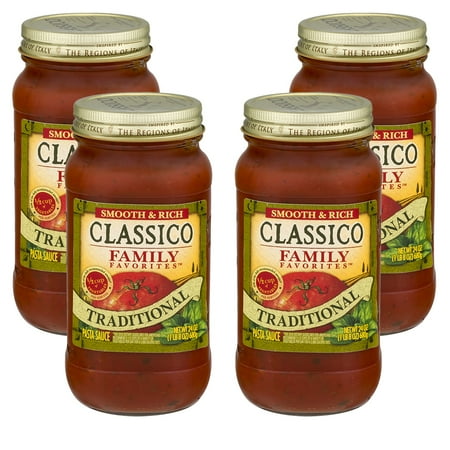 - (4 Pack) Classico Family Favorites Traditional Pasta Sauce, 24 oz Jar