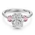 thumbnail image 2 of Gem Stone King 2.50 cttw IGI Certified Lab Grown Diamond 3-Stone Engagement Ring for Women | 925 Sterling Silver | Center 2.00 Ct Diamond | E-F and Pink Color | VS1-VS2 Clarity | Size 7, 2 of 6