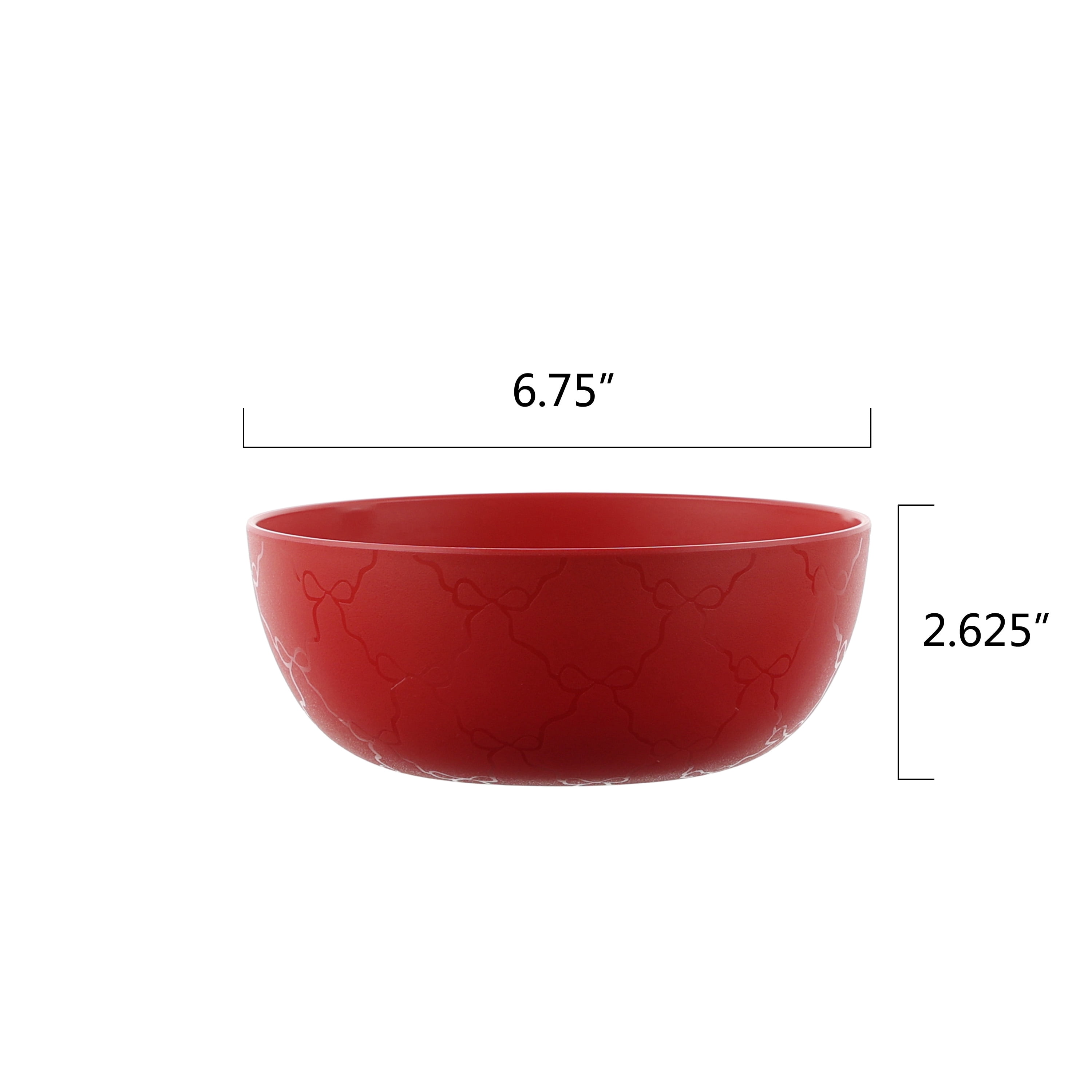 Mainstays 12-Piece Plastic Etched Bow Dinnerware Set, Red