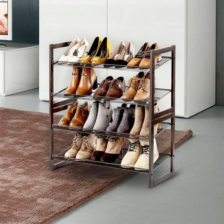 shoe rack metal organizer shelf adjustable slant stackable tier ktaxon flat dialog displays option button additional opens zoom