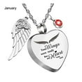 thumbnail image 2 of Huepoe January to December Birthstone Heart Necklace with Angel Wings Bone Ash Storage Red Rhinestone Personalized Gift for Friends And Lovers Daily Wear And Party Jewelry, 2 of 8