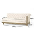 thumbnail image 4 of GDF Studio Batavia Chesterfield Tufted 7 Seater Sectional Sofa with Nailhead Trim, Beige Fabric and Dark Brown, 4 of 13