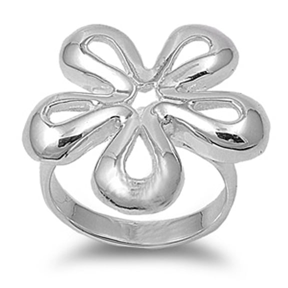 Hawaiian Plumeria Tropical Flower Ring .925 Sterling Silver Band Jewelry Female Male Unisex Size 5