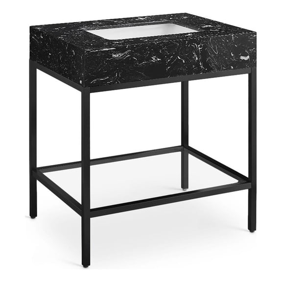 Meridian Furniture Marmo Black Engineered Stone Bathroom Vanity