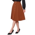 thumbnail image 4 of Falda midi plisada A-Line INSPIRE CHIC para mujeres, faldas vintage de trabajo de cintura alta, XS Naranja Marrón, 4 of 6