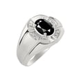 thumbnail image 4 of RYLOS Sterling Silver Ring 8X6MM Oval Gemstone & Diamond Unisex Rings Onyx October Birthstone Ring Size 10, 4 of 7