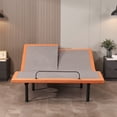 thumbnail image 2 of ESHINE Adjustable Bed Frame with Split Top Queen Smart Bed with Massage, Top Split, Head & Foot Incline, Wireless Remote, Zero Gravity, Dual USB Ports, Under Bed Light, Orange, 2 of 8