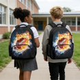 thumbnail image 3 of KUIFORTI Fire Rugby Backpack and Lunch Box for Elementary Primary Middle School Daily Use Set of 4 Fashion with Pencil Bags Lunch Bag Boys School Backpack, 3 of 7