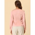 thumbnail image 4 of INSPIRE CHIC Blusa elegante de satén con cuello en forma de corazón y manga larga para mujer Rosa S, 4 of 5