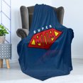 thumbnail image 4 of Mothers Day Soft Flannel Fleece Throw Blanket, Super Mom Iconic Cartoon Shield Fantasy Hero Funny Comic, Cozy Plush for Indoor and Outdoor Use, 70" x 90", Navy Blue Vermilion, by Ambesonne, 4 of 5