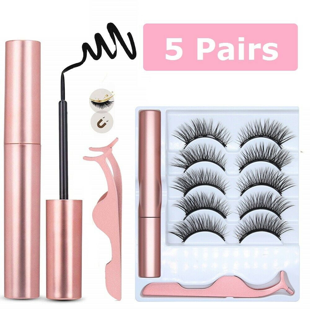 magnetic eyeliner lashes eyelashes kit liquid 5pairs 10pcs false diamond walmart