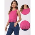 thumbnail image 2 of DARING DIVA Women's Ribbed Knit Tank Crew Neck Crop Tassel Trim Vest L Hot Pink, 2 of 6