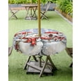 thumbnail image 4 of Fsddascl Blue Christmas Snowman Outdoor Tablecloth - 60 Inch Round Dining Table Cover, Xmas Tree Snowflake Waterproof Outdoor Table Cloth with Umbrella Hole & Zipper for Picnic/Patio/Party, 4 of 7