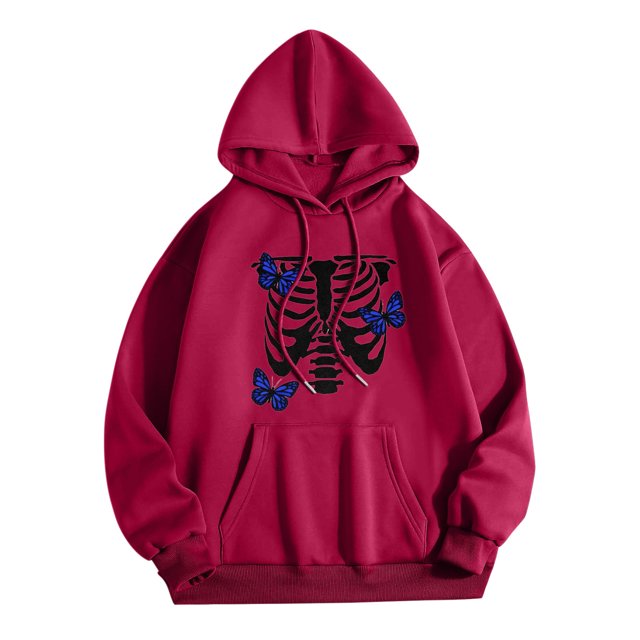 T-Shirt à Capuche à Manches Longues et Col Rond Tendance pour Femmes, Imprimé Mode, Chandail Ample