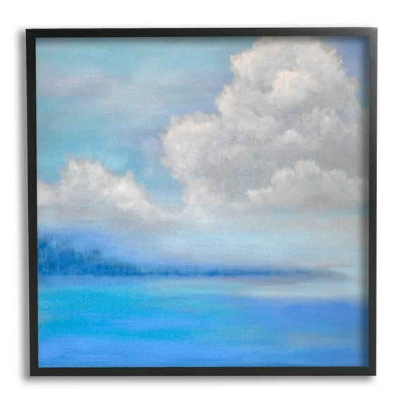 Stupell Industries Vivid Blue Ocean Clouds Painting Black Framed Art Print Wall Art, Design by Catherine Andersen