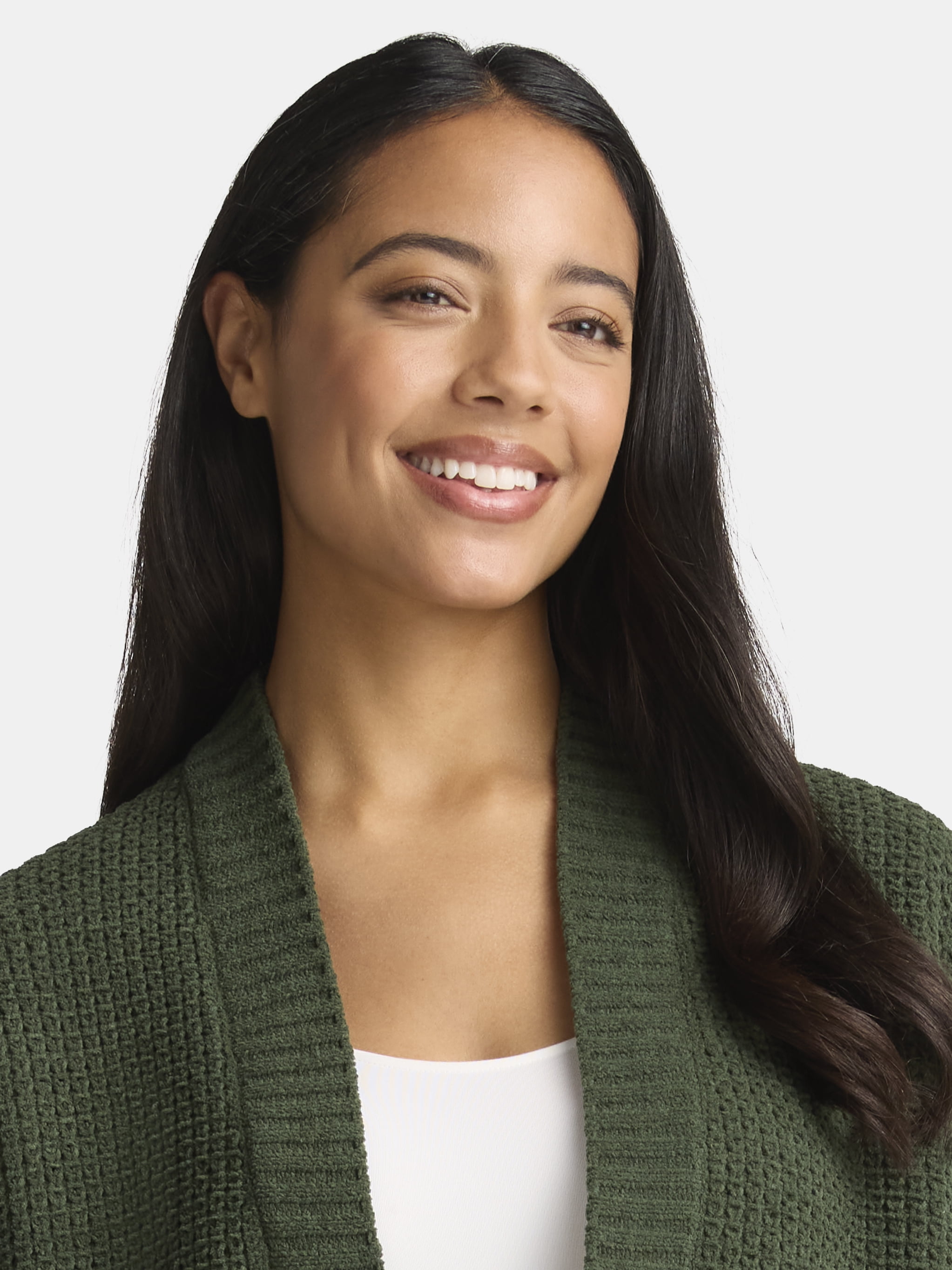 Time and Tru Women's Chenille Cardigan Sweater, Midweight, Sizes XS-XXXL