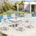 thumbnail image 6 of DYCANPO 7-Piece Outdoor Dining Set with Umbrella Hole, HDPS Patio Furniture Set for 6, White, 6 of 8