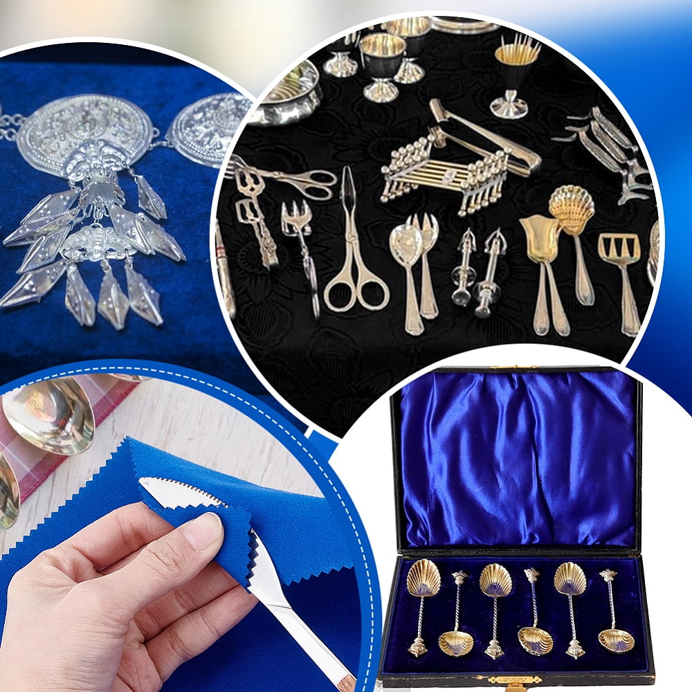 Velvet Silver Polishing Cloth Jewelry Cleaning Cloth Marine Blue 150x200x0.04cm DIY