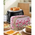 thumbnail image 4 of Hello Spring Toaster Cover 4 Slice, Large Kitchen Appliance Covers, Pink Tulip Flowers Farmhouse Buffalo Plaid Wooden Toaster Oven Cover with Loop, Bread Machine Cover Polyester Dust Cover Protection, 4 of 4
