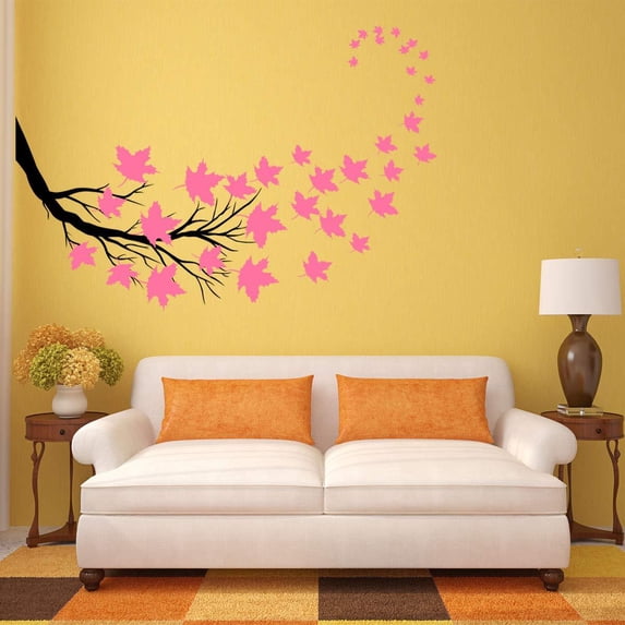 VWAQ Tree Branch Leaves Wall Sticker - Living Room Decal Decor - 37 PCS