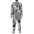 thumbnail image 2 of Halloween Mens Pajamas Set, halloween cat Button-Down Long Sleeve Lounge Pjs Set Halloween Costumes, 2 of 7