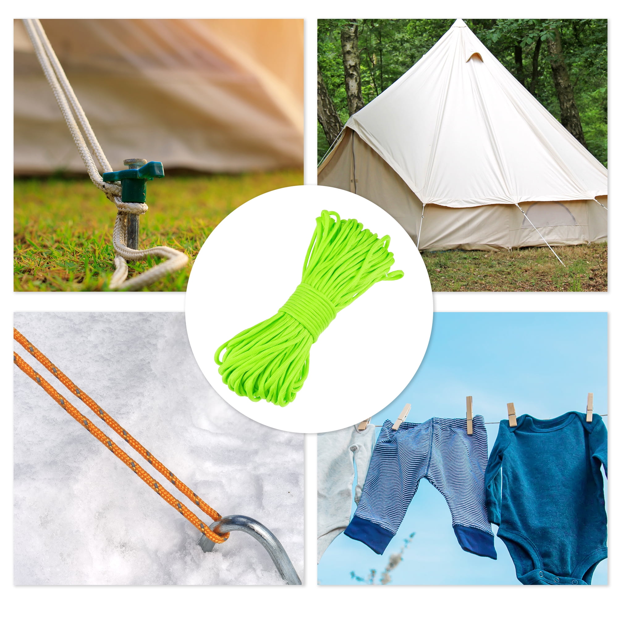 Unique Bargains Outdoor Camping Guylines Tent Rope 7 Core 4mm Paracord Green