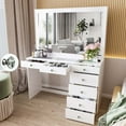 thumbnail image 2 of Boahaus Jane White Makeup Vanity with 7 Drawers and Mirror Crystal Knobs, 2 of 5