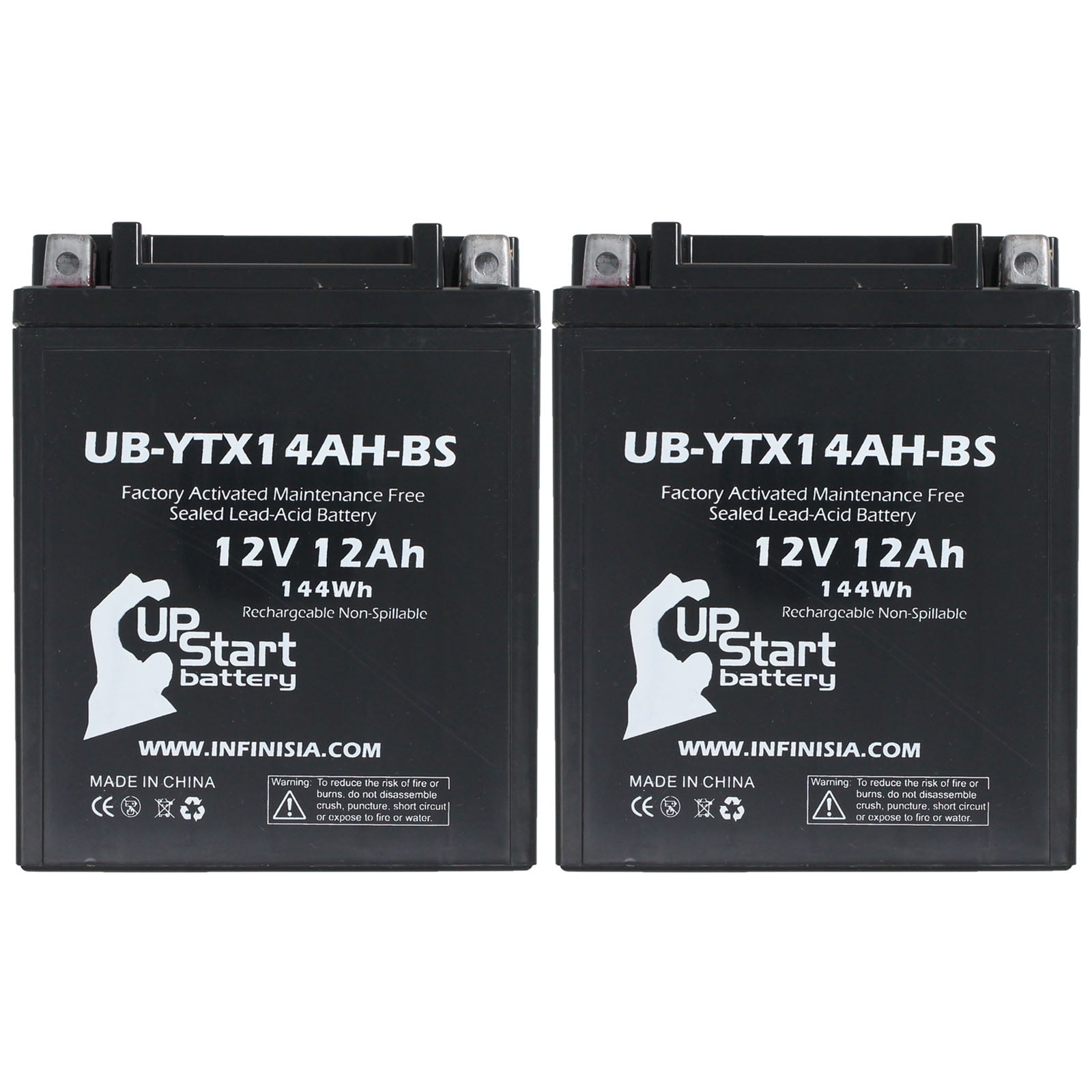 2-Pack UB-YTX14AH-BS Battery Replacement for 1992 Bimota Tesi 900 CC  Motorcycle Factory Activated, Maintenance Free, Motorcycle Battery 12V,  12AH, UpStart Battery Brand