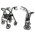 thumbnail image 2 of 4 Wheel Rollator Walker With Seat, Height Adjustable, 8 Inches Wheels, Removable Padded Backrest, Casters with Soft Grip Tires, Sturdy Rolling Walker for Seniors and Mobility Impaired, Black, 2 of 7