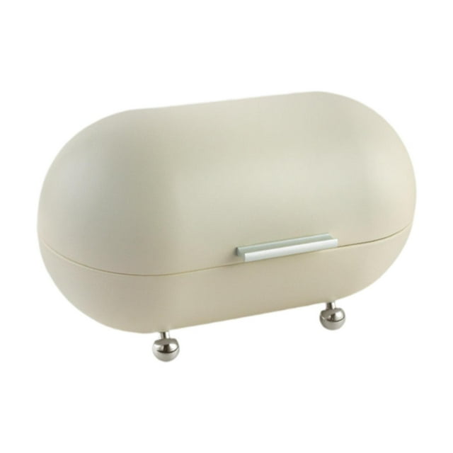 veasfak Bread Food Storage Box Counter Bread Box Bread Storage Container Metal Bread Box white