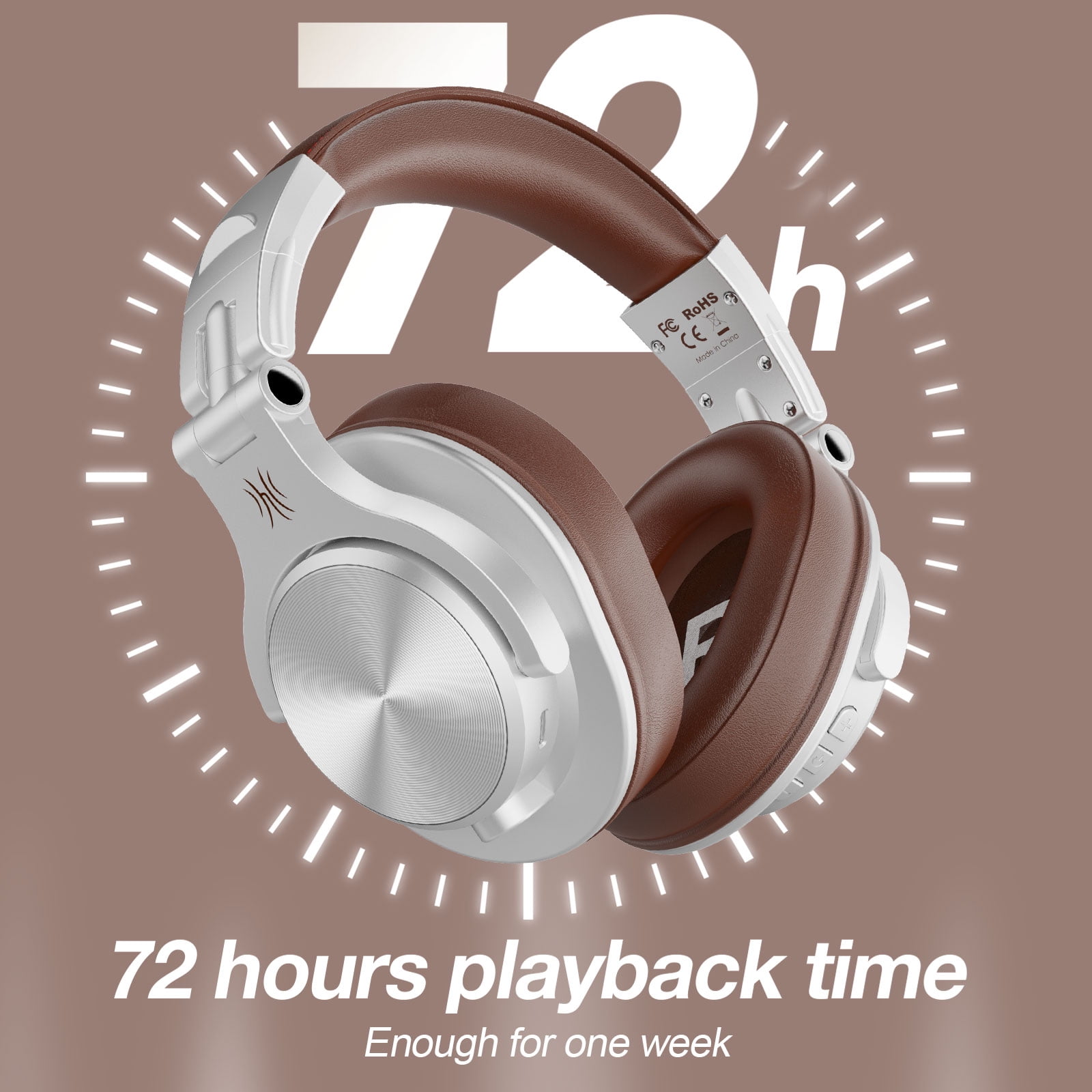OneOdio Wireless Over Ear Headphones with Mic Bluetooth & Wired Mode for PC Cell Phones Laptop, 72 Hours Playtime-A70 Gray