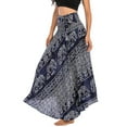 thumbnail image 3 of Women's High Waisted Boho Skirt Long Halter Midi Dress Coverup Skirt Flowy Gypsy Handkerchief Ankle Length Summer Navy Small-Large, 3 of 4