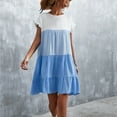 thumbnail image 3 of Jdlsppl Women's Short Sleeve Dresses Summer Flowy Short Ruffle Spring Casual Ruffled Cute Fashion Dress Blue Small, 3 of 4