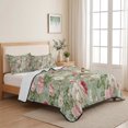 thumbnail image 5 of Queen Quilt Set 90''x96'', White Pink Flower Lightweight Bedspread Coverlet Set with 2 Pillow Shams, Shabby Chic Spring Vintage Leaf Green Breathable All Season Quilt Bedding for Bedroom/Guest Room, 5 of 9
