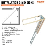 VEVOR Attic Ladder Foldable, 350-pound Capacity, 22.5 x 63, Multi-Purpose Aluminium Extension, Lightweight and Portable, Fits 9.5'-12' Ceiling Heights, Convenient Access to Your Attic Standard