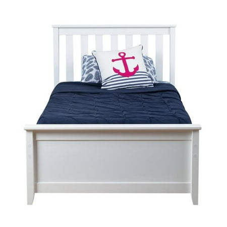Max & Lily Solid Wood Twin-Size Bed with Trundle Bed, White