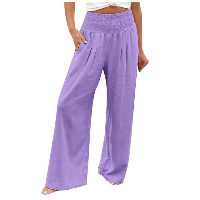 Birdeem Womens Casual Slim High Elastic Waist Solid Color Sports Cotton and Linen Pants