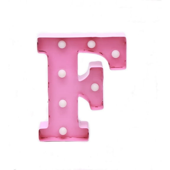 Home by Jackie Inc Decorative Pink Vintage Rustic Metal Hanging Light up LED Letter “F”