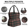thumbnail image 3 of Red and Green Checkered Pattern Drawstring Insulated Lunch Bag for Women, Stain-Resistant Large Lunch Tote with Multi-Pockets for Work Office, 3 of 6