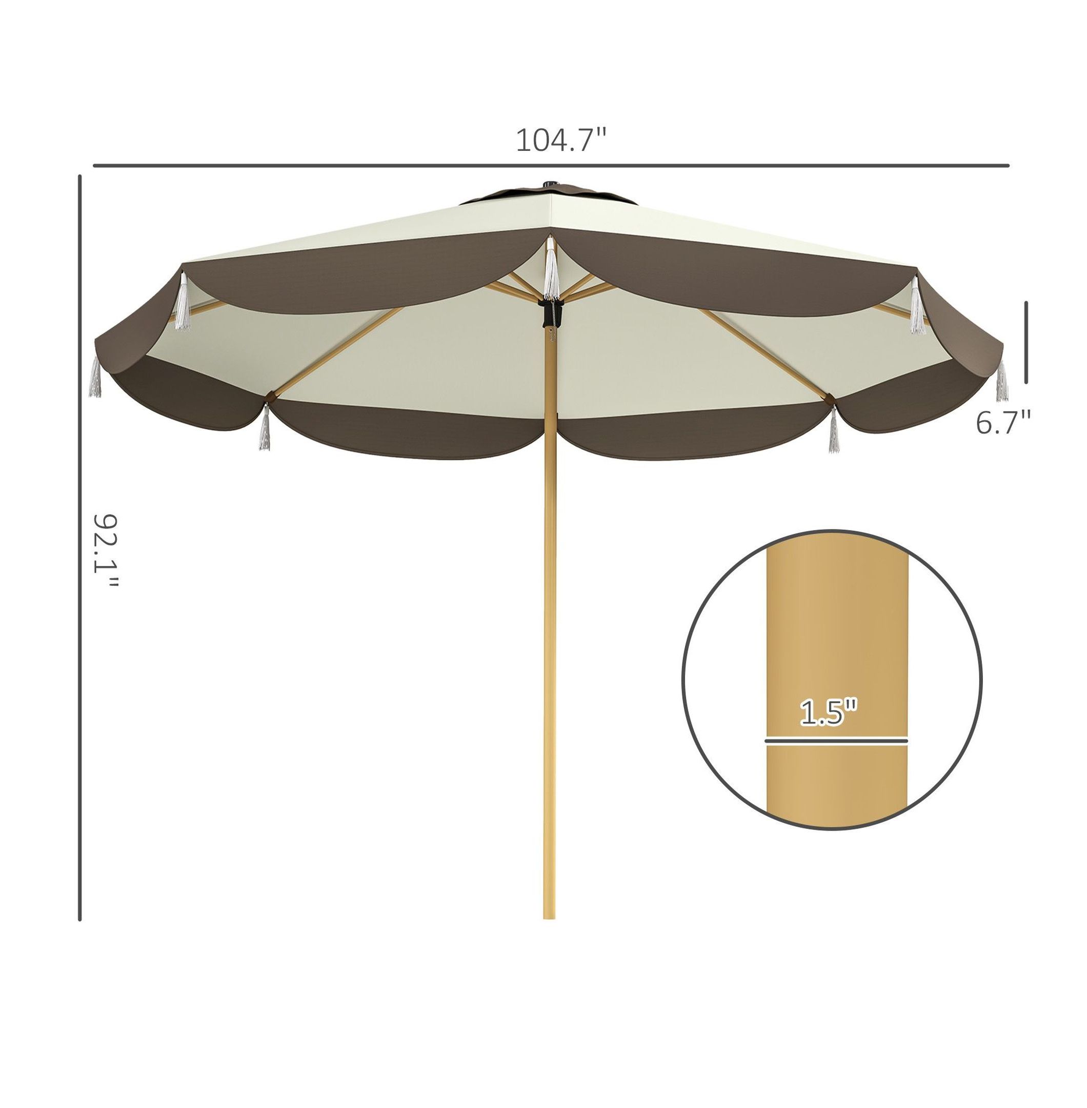 9FT Patio Umbrella, UPF 50+ Outdoor Market Umbrella - Vented, 8 Ribs, Cream White for Deck, Backyard, Lawn