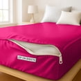 thumbnail image 5 of Silk Zip On Fitted Sheets Queen Size 60X80 - Includes 2 Zip On Sheets +1 Bottom Fitted Base - Fit's 16” In Deep Pocket - Easy to Use,Soft,Smooth -Fitted Sheet -HotPink - Color, 5 of 9