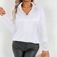 thumbnail image 5 of Timegard Satin Tops for Women Work Office Button up Shirts Long Sleeve Solid Color Casual Thin Tee, 5 of 7