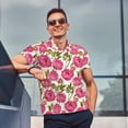thumbnail image 4 of Yiaed Rose FlowersPrint Men's Short Sleeve Polo Shirt,Golf Polo for Men Three-Button Golf Shirt Athletic Casual Collared T-Shirt- Large, 4 of 7
