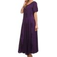 thumbnail image 4 of Sakkas Hailey Cap Sleeve Caftan Long Embroidered Stonewashed Dress - Purple - S/M, 4 of 5