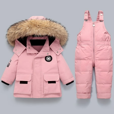 

ZKCCNUK Winter Baby Boys Girls Polka Dot Printing Thickened Down Jacket Strap Pants Two-piece Suit Christmas Gifts for Family