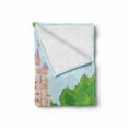 thumbnail image 2 of Fairy Tale Soft Flannel Fleece Blanket, Castle from Middle Ages with Pink Toned Flags and Thriving Spring Forest Cartoon, Cozy Plush for Indoor and Outdoor Use, 60" x 80", Multicolor, by Ambesonne, 2 of 6