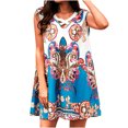 thumbnail image 2 of SMihono Robe Bohème d'Été pour Femmes Grande Taille Femmes Décontractée Col Rond Sans Manches Robe d'Été Imprimée Longueur Genou pour la Plage, 2 of 6