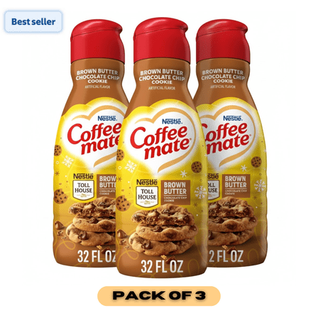 Coffee-mate Toll House Brown Butter Chocolate Chip Cookie Coffee Creamer, 32 fl oz, Pack of 3